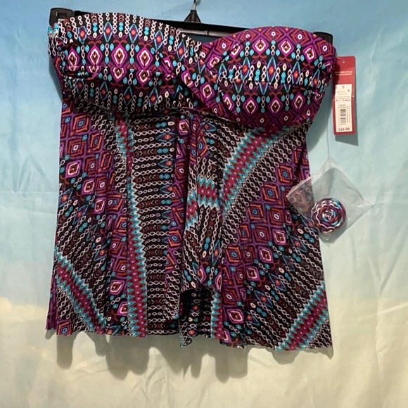 NWT- Bathing suit top. Sheer bottom Sz SM. Aztec - Picture 2 of 9